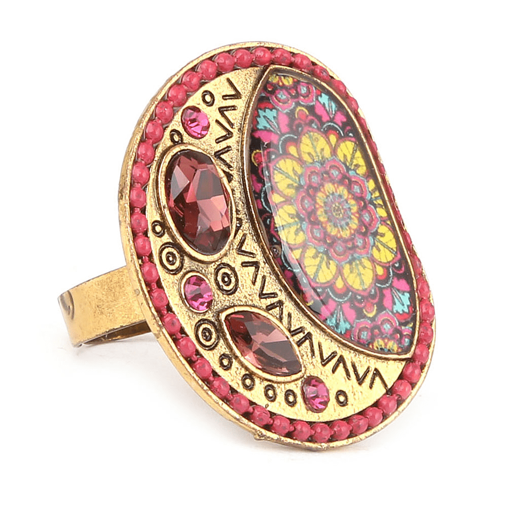 Women's Fancy Stone Ring - Golden - Pink - test-store-for-chase-value