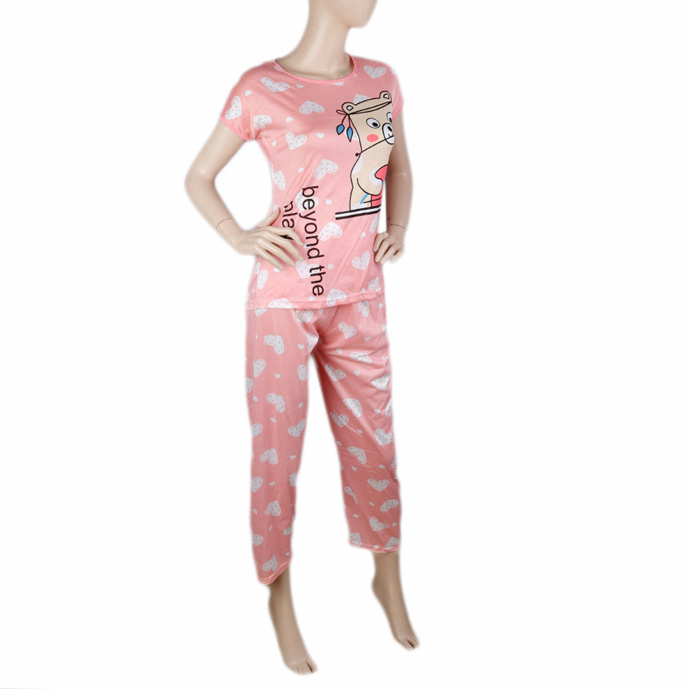 Women's 2 Piece Night Suit - Dark Pink, Women, Night Suit, Chase Value, Chase Value