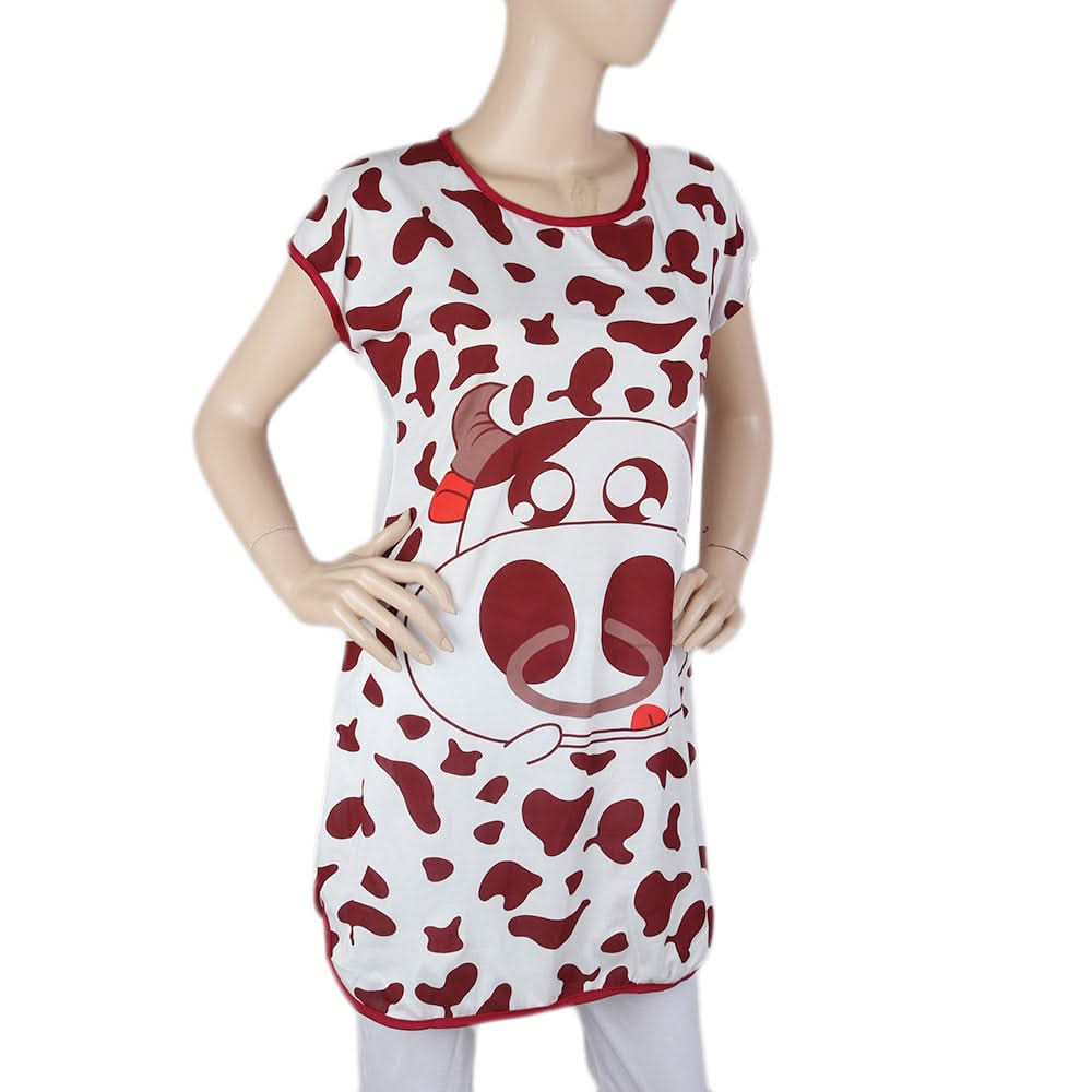 Women's Night T Shirt - Maroon, Women, Night Suit, Chase Value, Chase Value