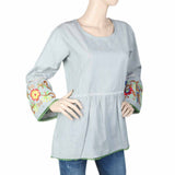 Women's Pleated Western Top - Grey, Women, T-Shirts And Tops, Chase Value, Chase Value