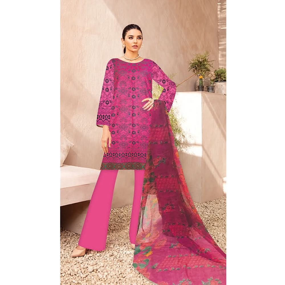 Noor Jahan Anmol Printed Lawn 3 Pcs Un-Stitched Suit - 8-A, Women, 3Pcs Shalwar Suit, Rana Arts, Chase Value