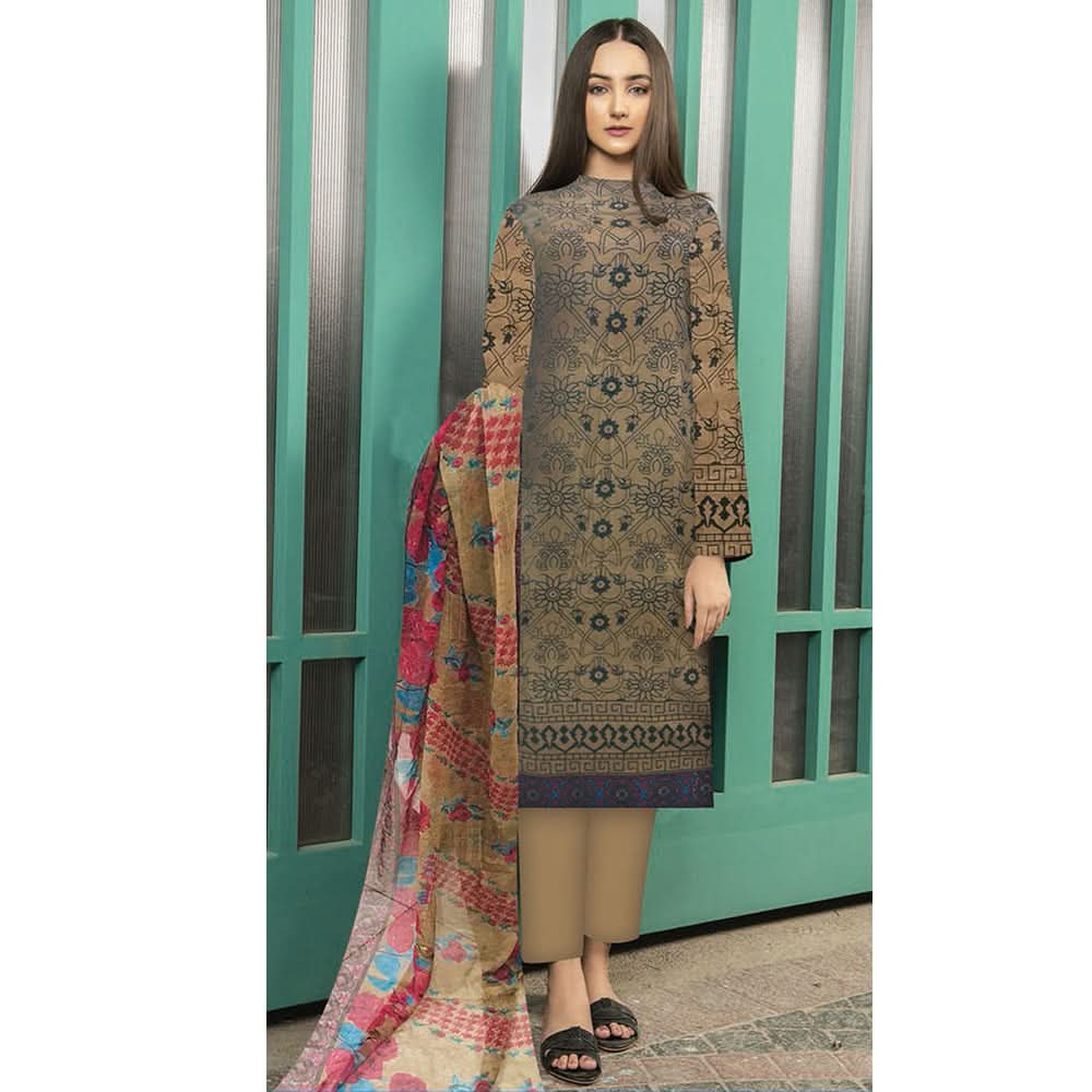 Noor Jahan Anmol Printed Lawn 3 Pcs Un-Stitched Suit - 8-B, Women, 3Pcs Shalwar Suit, Rana Arts, Chase Value