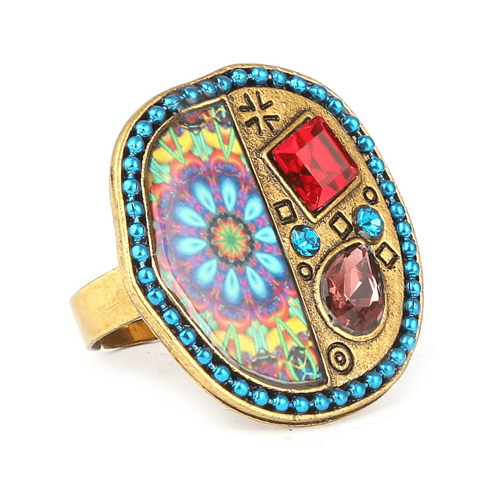 Women's Fancy Stone Ring - Golden - Blue - test-store-for-chase-value