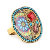 Women's Fancy Stone Ring - Golden - Blue - test-store-for-chase-value