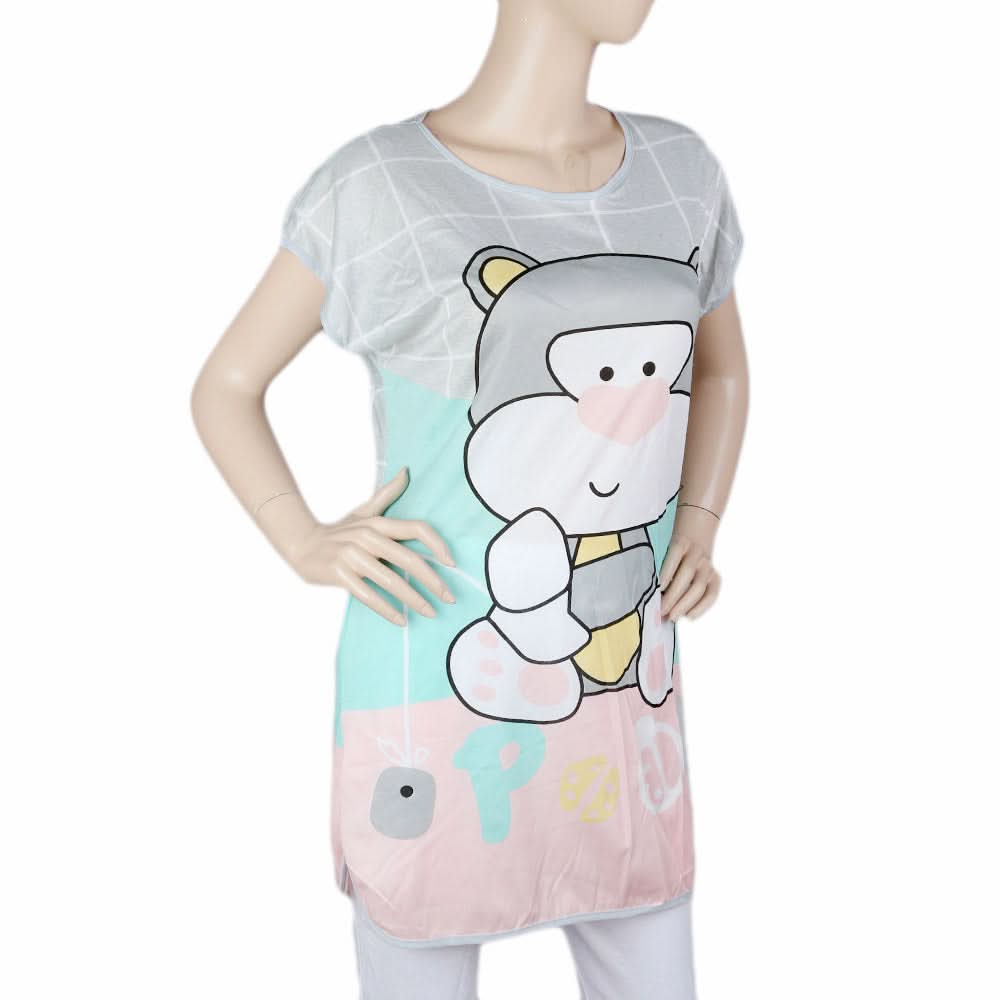 Women's Night T Shirt - Grey, Women, Night Suit, Chase Value, Chase Value