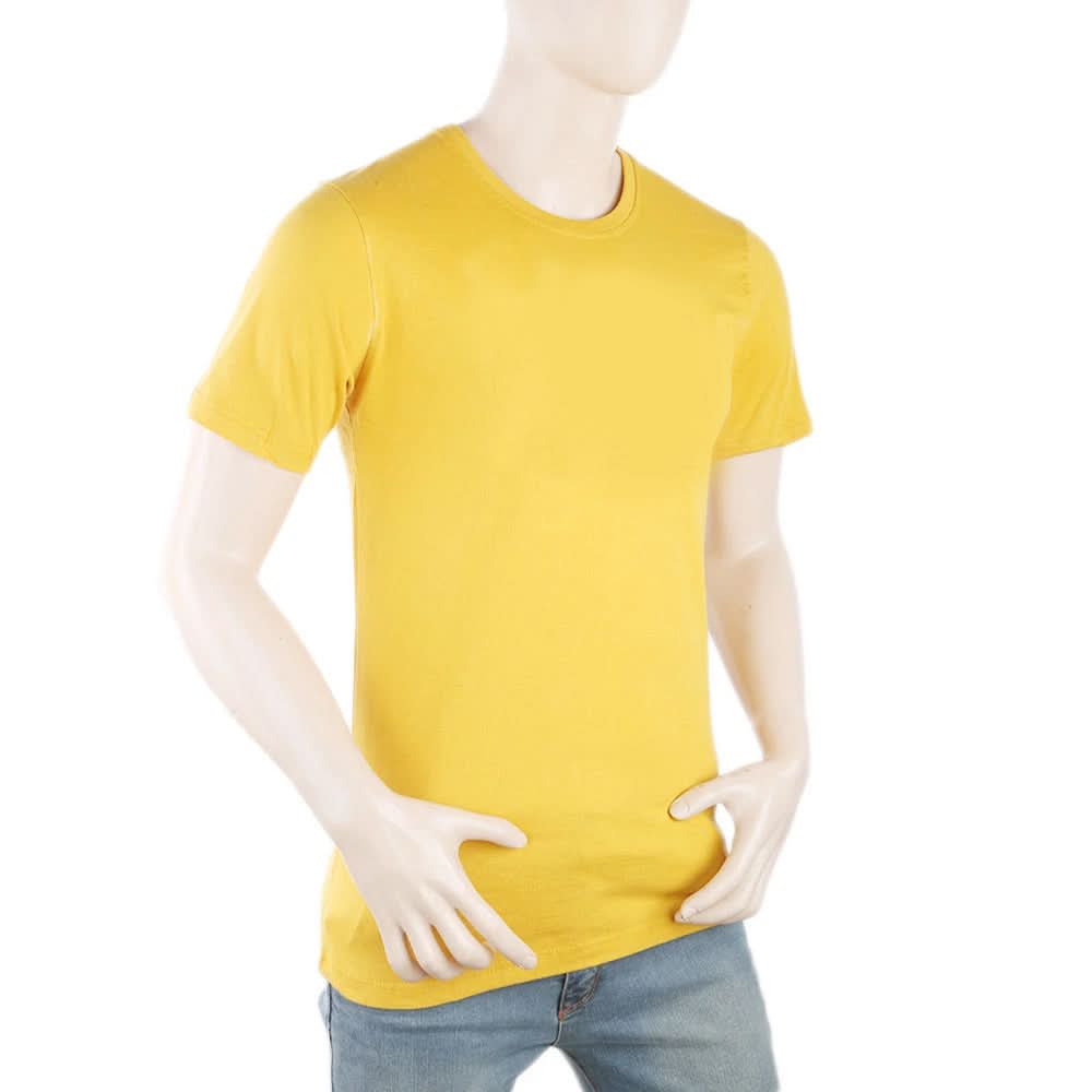 Men's Round Neck Half Sleeves T-Shirt - Mustard, Men, T-Shirts And Polos, Chase Value, Chase Value