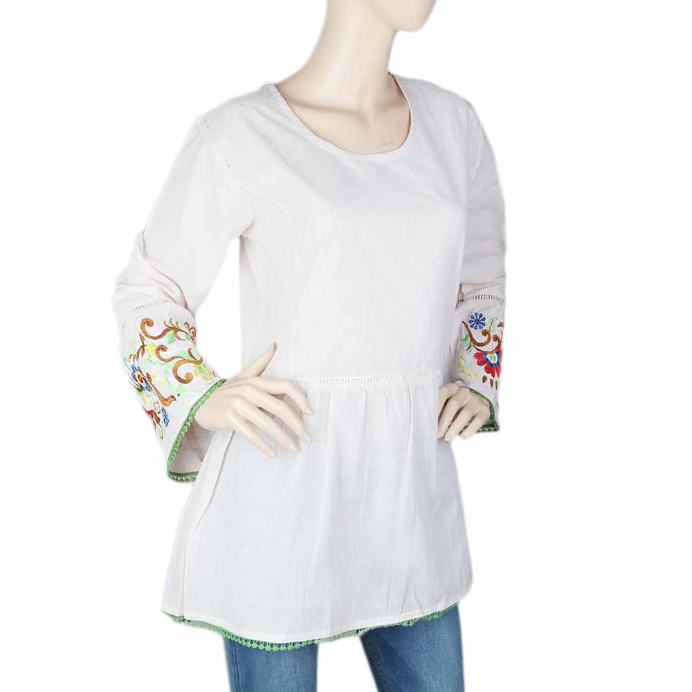 Women's Pleated Western Top - Off White, Women's Fashion, Chase Value, Chase Value