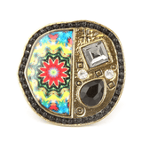 Women's Fancy Stone Ring - Golden - Black - test-store-for-chase-value