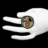 Women's Fancy Stone Ring - Golden - Black - test-store-for-chase-value