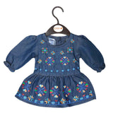 Newborn Girls Embroidered Denim Frock - Dark Blue, Kids, NB Girls Frocks, Chase Value, Chase Value