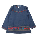 Girls Embroidered Denim Shirt - Dark Blue, Kids, Tops, Chase Value, Chase Value