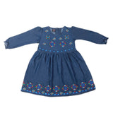Girls Embroidered Denim Frock- Dark Blue, Kids, Girls Kurti, Chase Value, Chase Value