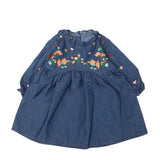 Girls Embroidered Denim Frock - Dark Blue, Kids, Girls Kurti, Chase Value, Chase Value