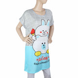 Women's Night Long T Shirt - Light Grey, Women, Night Suit, Chase Value, Chase Value