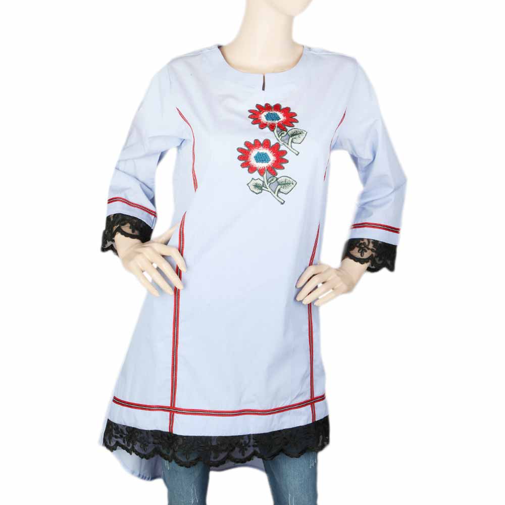 Women's Embroidered Kurti - Sky Blue, Women, Ready Kurtis, Chase Value, Chase Value