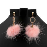 Women's Fur Earrings - Pink - test-store-for-chase-value