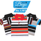Boys Half Sleeves Polo T-Shirts Pack Of 3, Kids, Boys T-Shirts, Chase Value, Chase Value