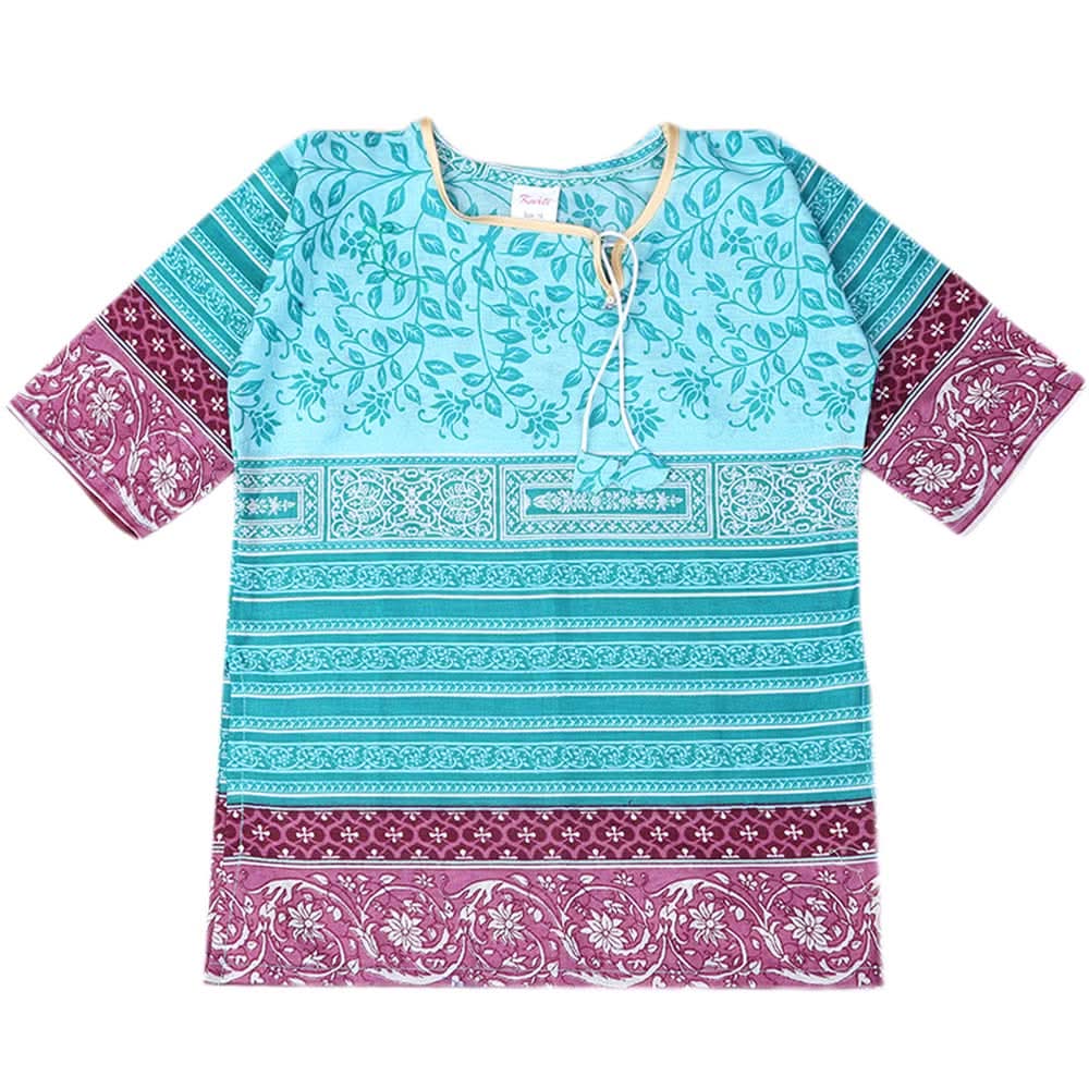 Girls Lawn Printed Kurti - Sea Green, Kids, Girls Kurti, Chase Value, Chase Value