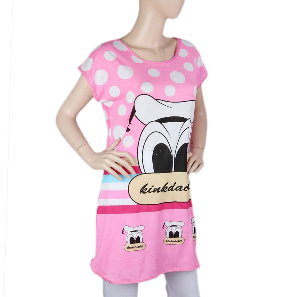 Women's Night T Shirt - Light Pink, Women, Night Suit, Chase Value, Chase Value