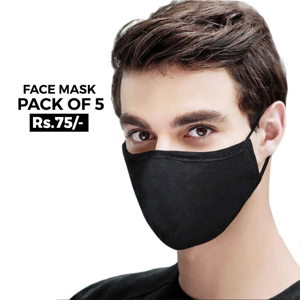 Face Mask Pack of 5 - Multi, Men, Face Mask, Beauty & Personal Care, Health & Hygiene, Chase Value, Chase Value