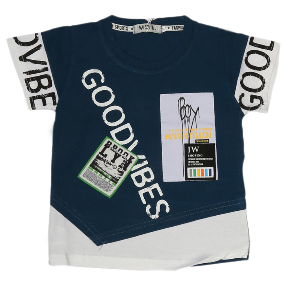 Boys Half Sleeves T-Shirt - Steel Blue, Kids, Boys T-Shirts, Chase Value, Chase Value