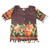 Girls Lawn Printed Kurti - Coffee, Kids, Girls Kurti, Chase Value, Chase Value