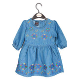 Girls Embroidered Denim Frock - Light Blue, Kids, Girls Kurti, Chase Value, Chase Value
