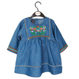 Girls Embroidered Denim Frock- Light Blue, Kids, Girls Kurti, Chase Value, Chase Value