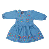 Girls Embroidered Denim Frock - Light Blue, Kids, Girls Kurti, Chase Value, Chase Value