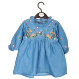 Girls Embroidered Denim Frock - Light Blue, Kids, Girls Kurti, Chase Value, Chase Value