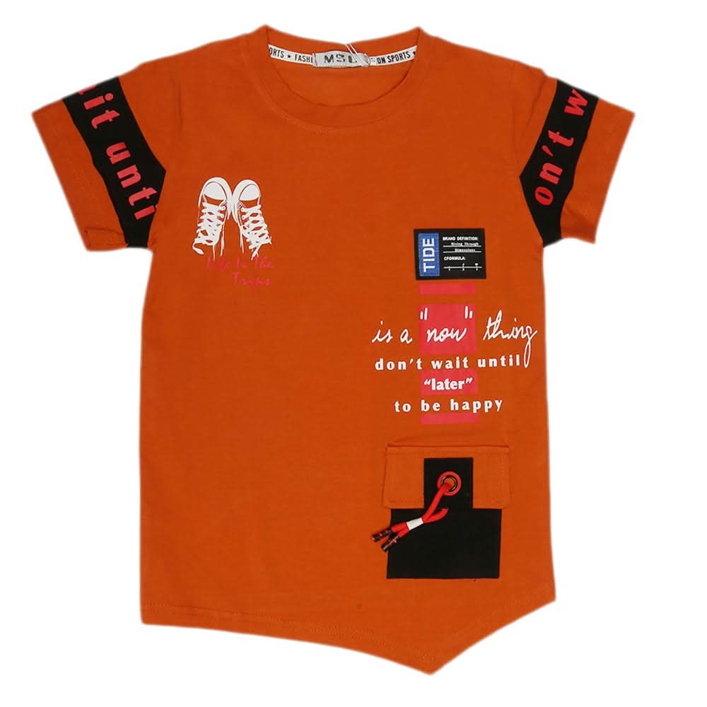 Boys Half Sleeves T-Shirt - Rust, Kids, Boys T-Shirts, Chase Value, Chase Value