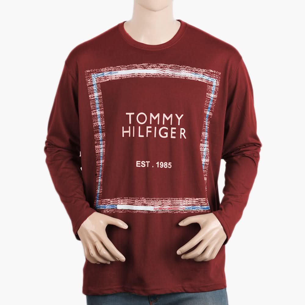 Men's Full Sleeves T-Shirt - Maroon, Men's T-Shirts & Polos, Chase Value, Chase Value