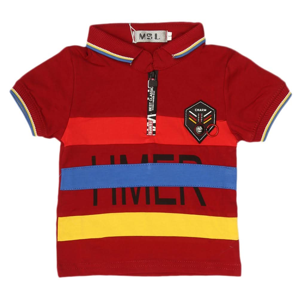 Boys Half Sleeves Polo T-Shirt - Maroon, Kids, Boys T-Shirts, Chase Value, Chase Value