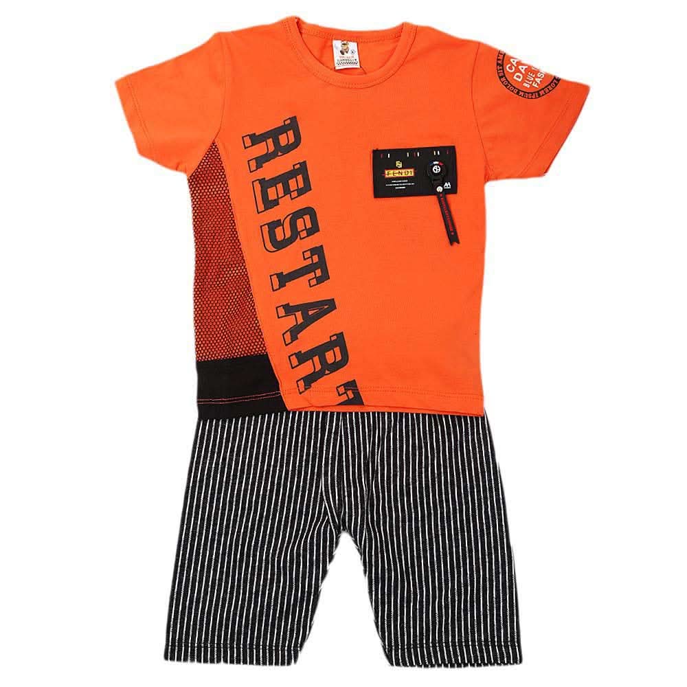 Boys 2 Pcs Suit Half Sleeves - Orange, Kids, Boys Sets And Suits, Chase Value, Chase Value