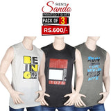 Men's Printed Sando T-Shirts Pack Of 3 - Multi, Men, T-Shirts And Polos, Chase Value, Chase Value