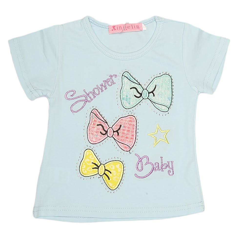Newborn Girls T-Shirt - Sky Blue, Kids, NB Girls T-Shirts, Chase Value, Chase Value