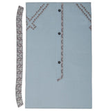 Men's Mashriq Embroidered Un-Stitched Suit - Steel Blue, Men, Unstitched Fabric, Chase Value, Chase Value