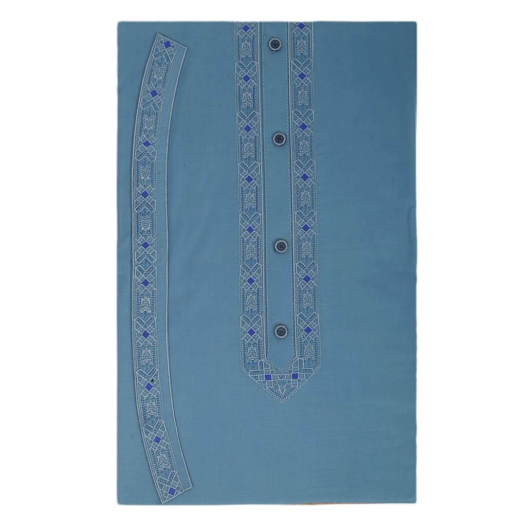 Men's Mashriq Embroidered Un-Stitched Suit - Steel-Blue, Men, Unstitched Fabric, Chase Value, Chase Value