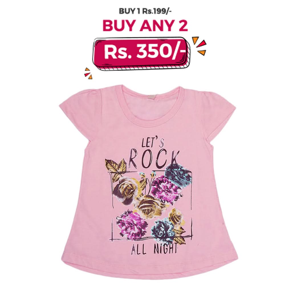Girls Half Sleeves T-Shirt - Light Pink, Kids, Girls T-Shirts, Chase Value, Chase Value