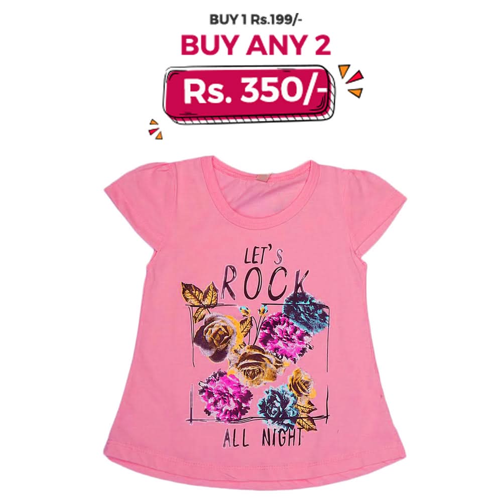 Girls Half Sleeves T-Shirt - Pink, Kids, Girls T-Shirts, Chase Value, Chase Value