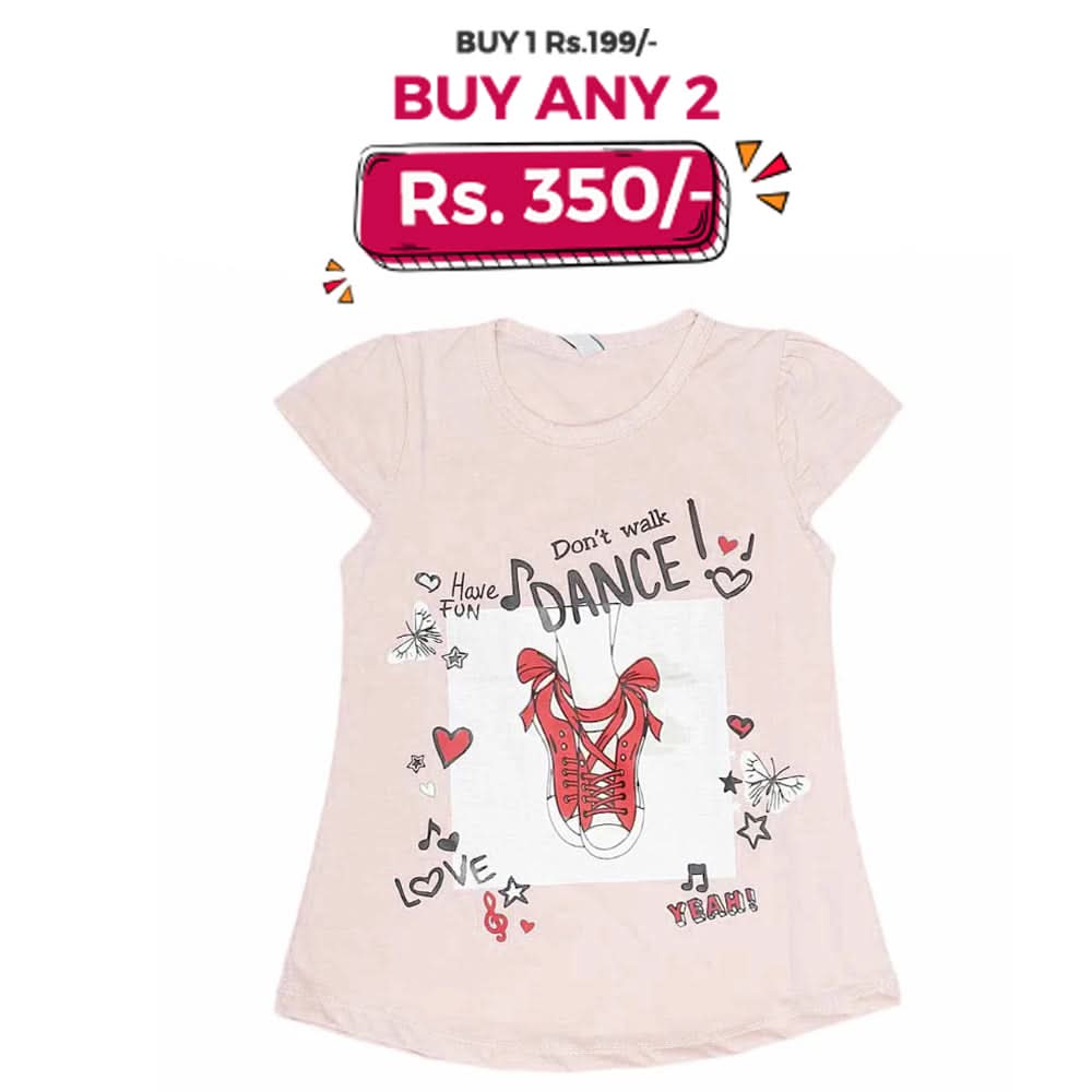 Girls Half Sleeves T-Shirt 8496 - Light Pink, Kids, Girls T-Shirts, Chase Value, Chase Value