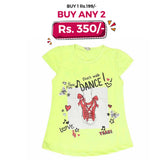 Girls Half Sleeves T-Shirt 8496 - Yellow, Kids, Girls T-Shirts, Chase Value, Chase Value
