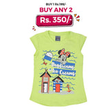 Girls Printed Half Sleeves T-Shirt 4702 - Light Green, Kids, Girls T-Shirts, Chase Value, Chase Value