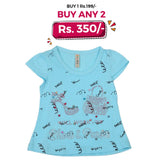Girls Half Sleeves T-Shirt - Blue, Kids, Girls T-Shirts, Chase Value, Chase Value