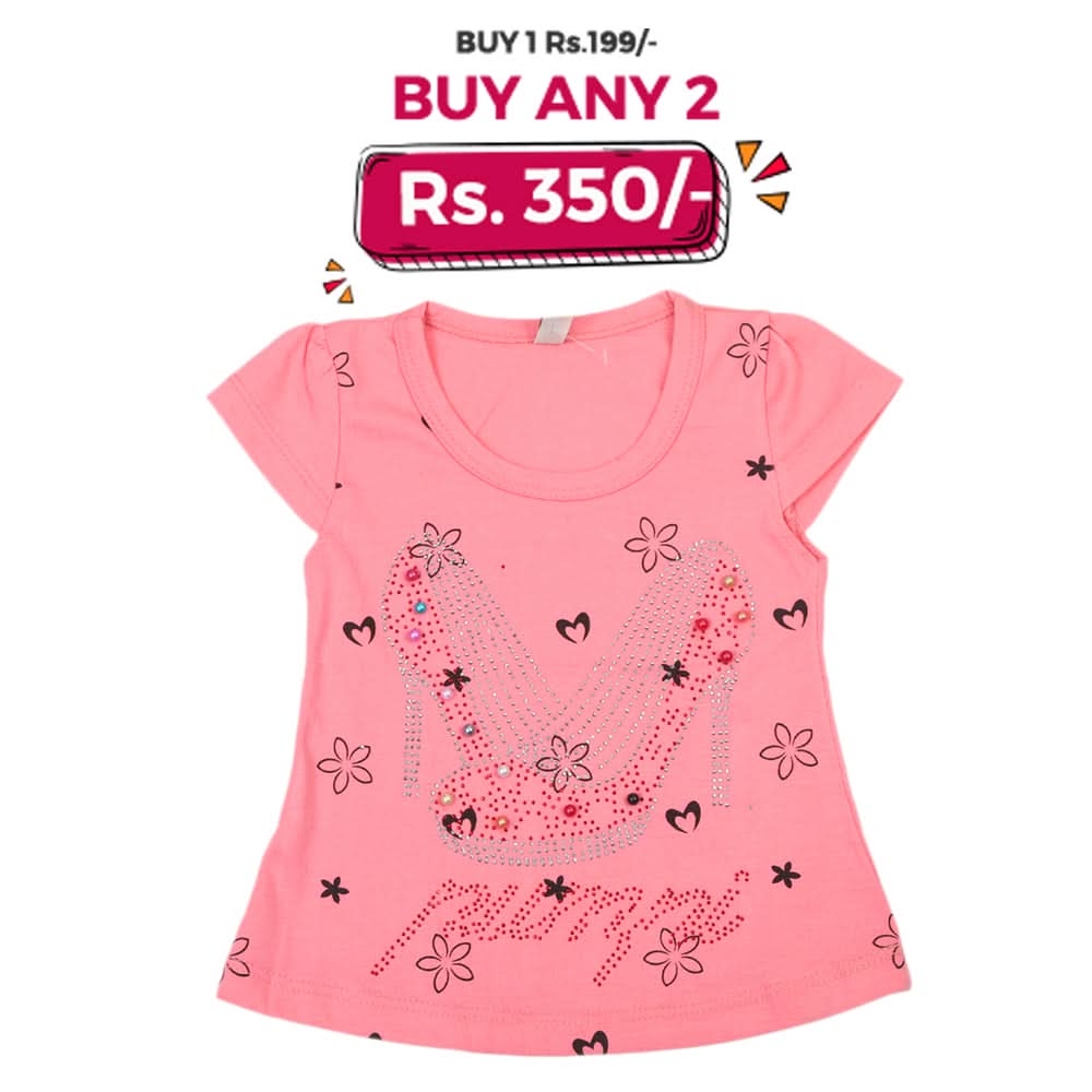 Girls Half Sleeves T-Shirt - Pink, Kids, Girls T-Shirts, Chase Value, Chase Value