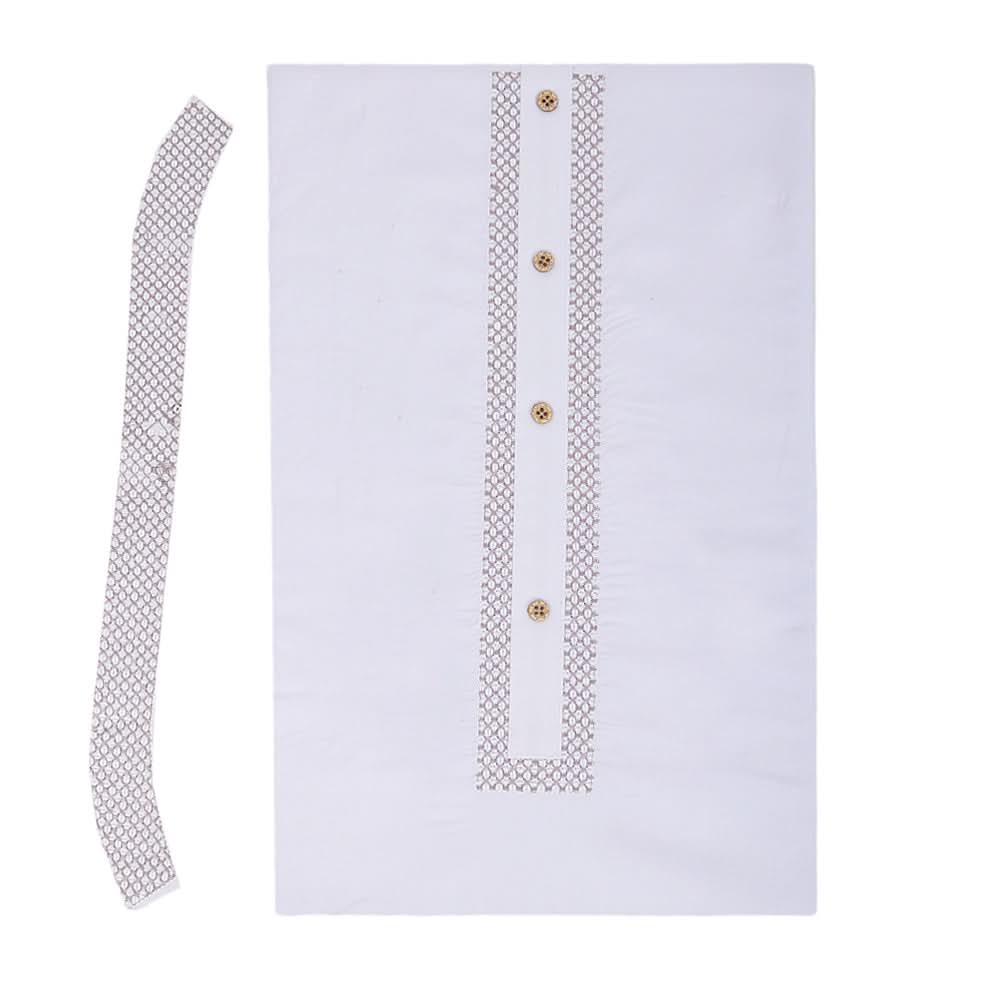 Men's Mashriq Embroidered Un-Stitched Suit - White, Men, Unstitched Fabric, Chase Value, Chase Value