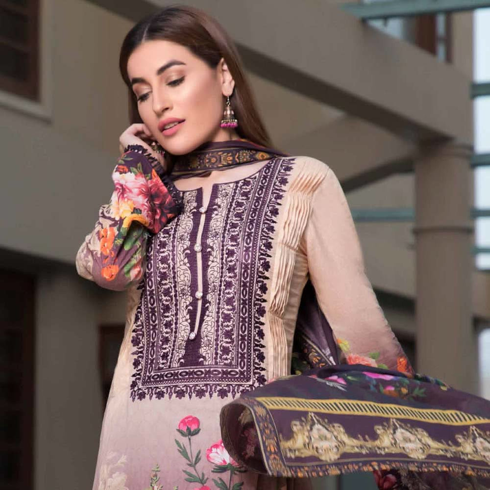 Zobia Noor Embroidered Digital Lawn 3 Piece Un-Stitched Suit - 002, Women, 3Pcs Shalwar Suit, Salam's Textiles, Chase Value