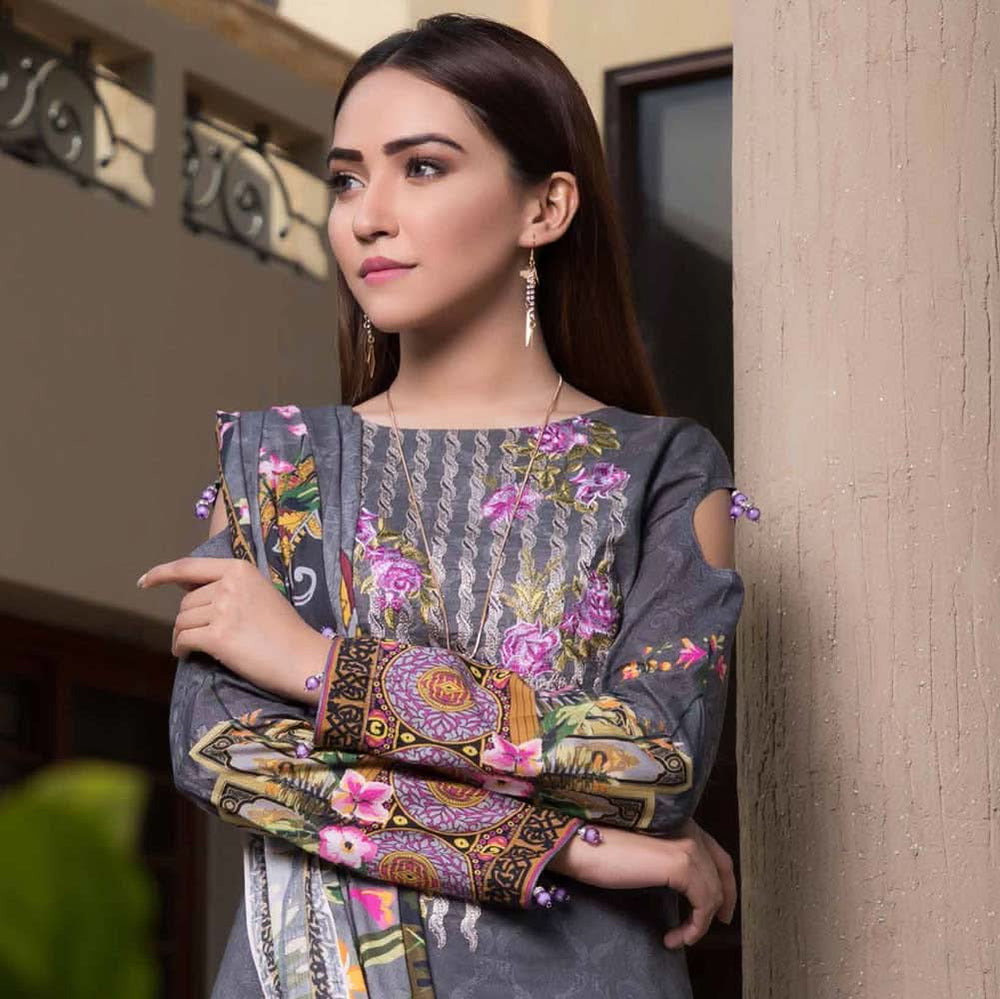 Zobia Noor Embroidered Digital Lawn 3 Piece Un-Stitched Suit - 004, Women, 3Pcs Shalwar Suit, Salam's Textiles, Chase Value