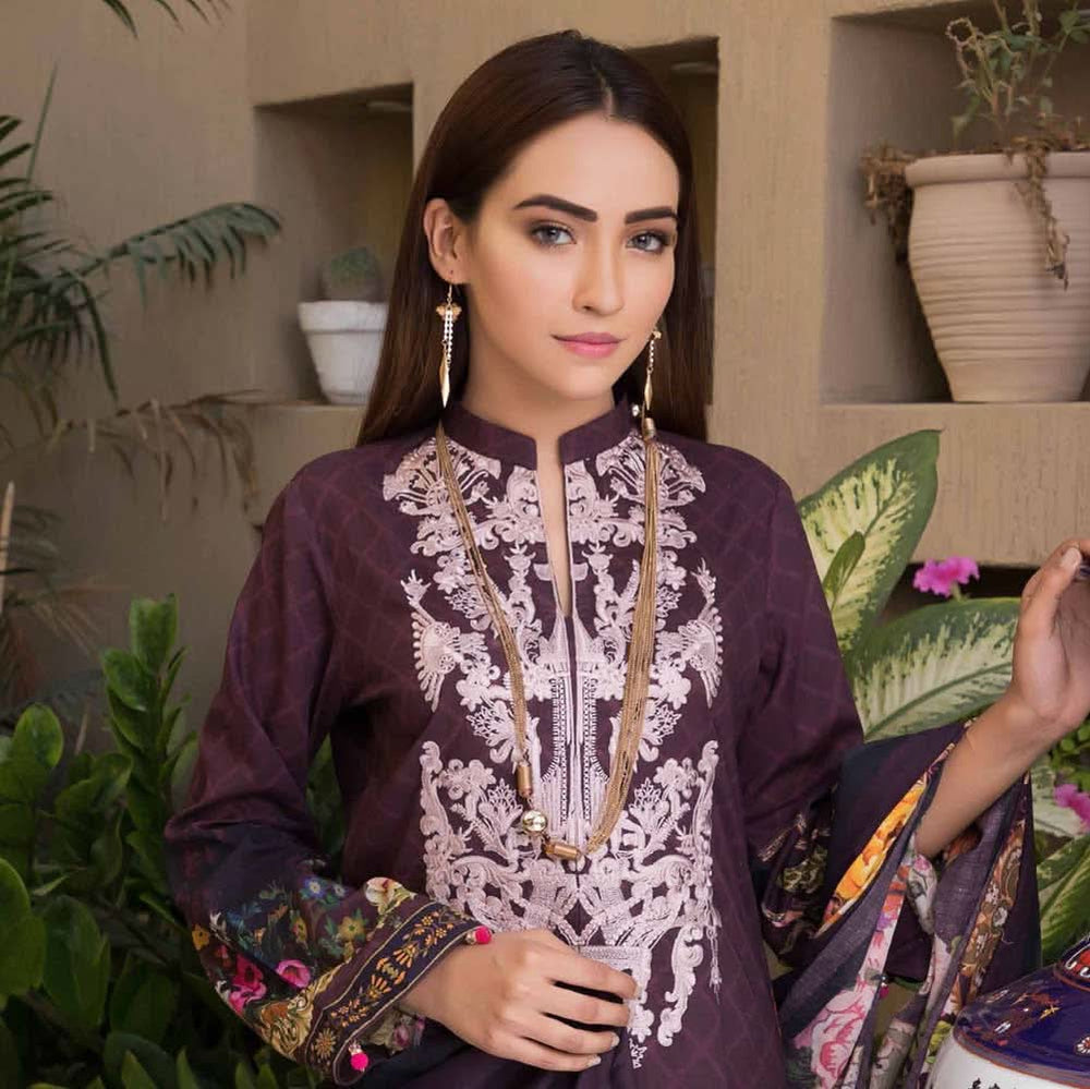 Zobia Noor Embroidered Digital Lawn 3 Piece Un-Stitched Suit - 006, Women, 3Pcs Shalwar Suit, Salam's Textiles, Chase Value