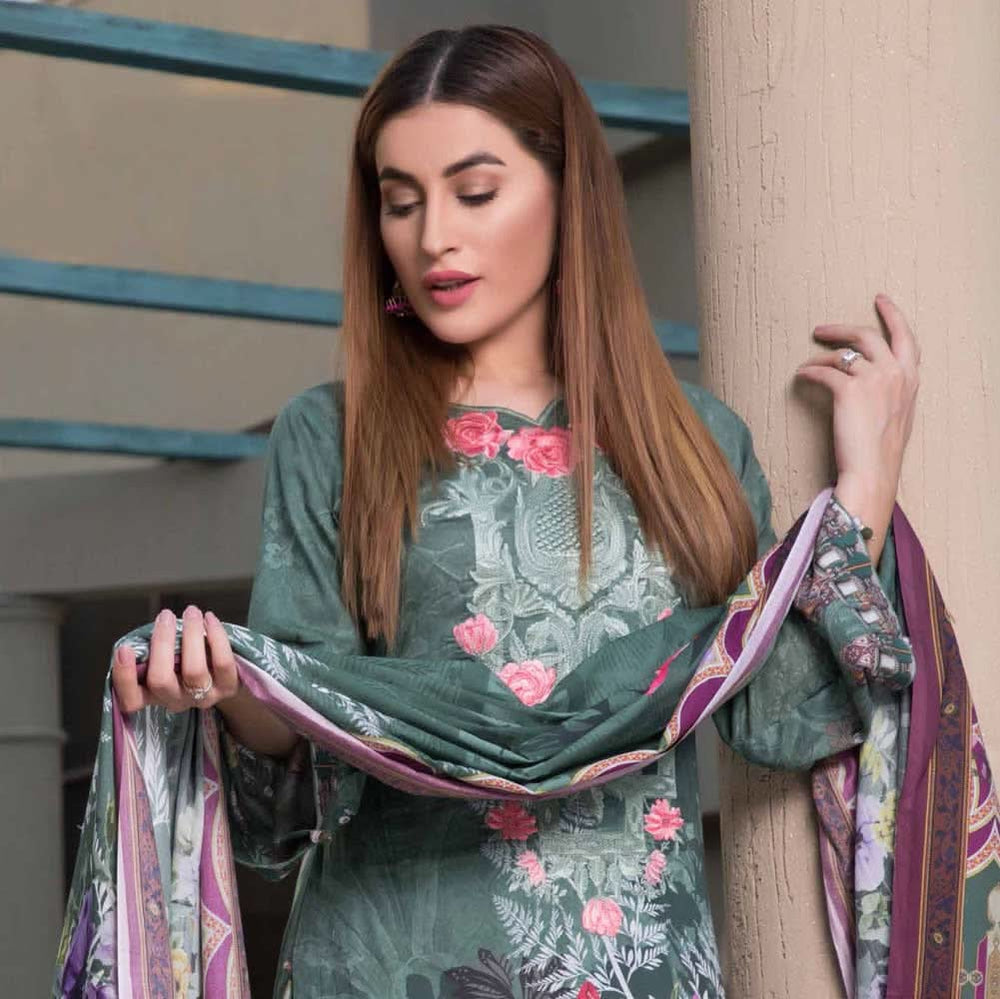 Zobia Noor Embroidered Digital Lawn 3 Piece Un-Stitched Suit - 012, Women, 3Pcs Shalwar Suit, Salam's Textiles, Chase Value